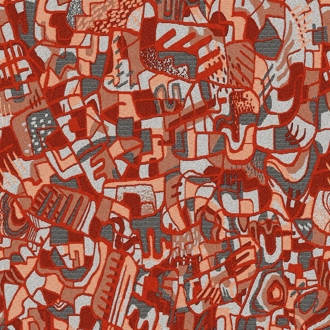 Jacquard design inspired by aerial photography and contemporary design. Created in NedGraphics.
<br />2-color construction.
