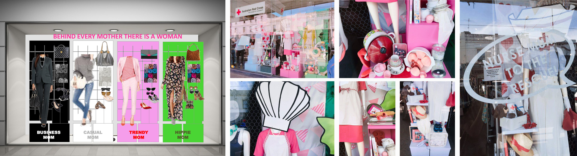 Window design for Collingwood's Australian Red Cross shop in Melbourne