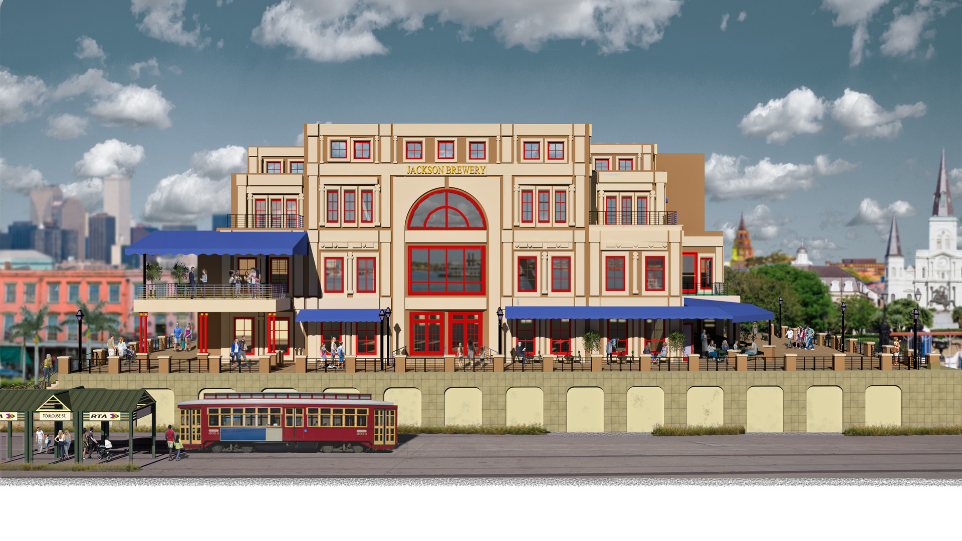 Conceptual rendering for tenant outdoor dining potential.