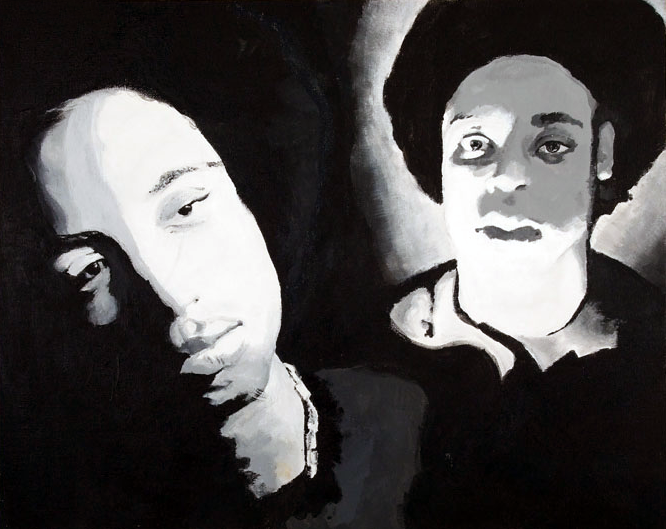 “Light” is an illustration of how lighting can change the mood and perception of artwork. Both angles were photographs of me with the same expression, but with varying angles of light source. 

Acrylic Paint