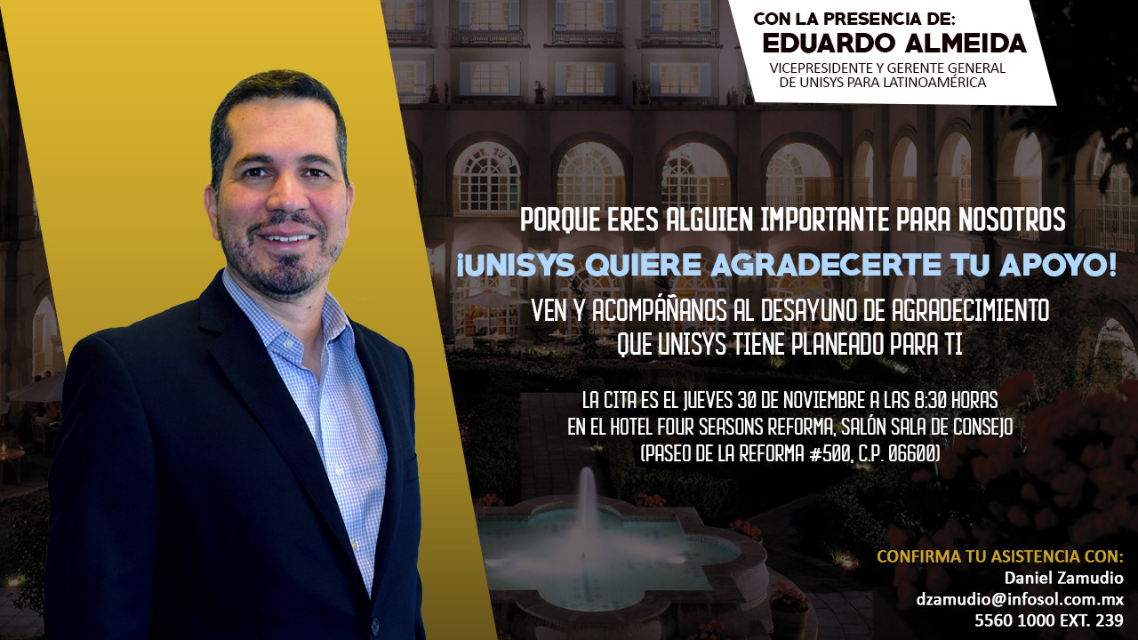 Invitación para la empresa Unisys para evento de fin de año.