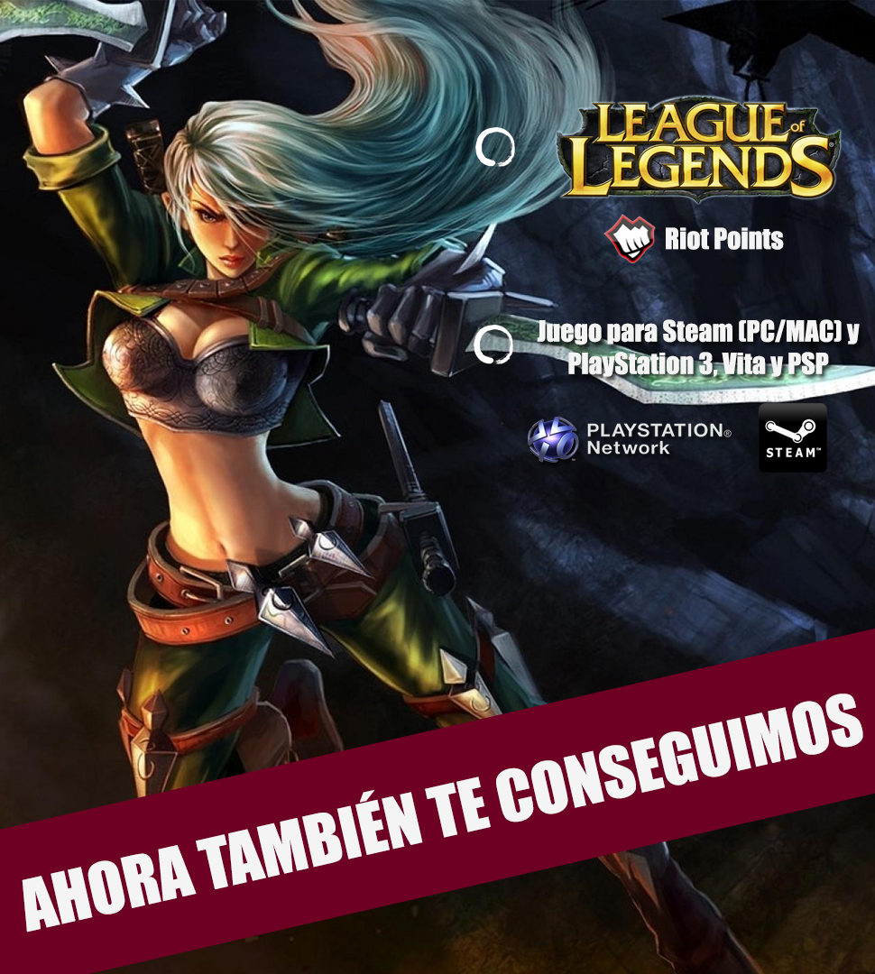 Venta de tarjetas de prepago de League of Legends, PlayStation Network y Steam para Gamer's Paradise